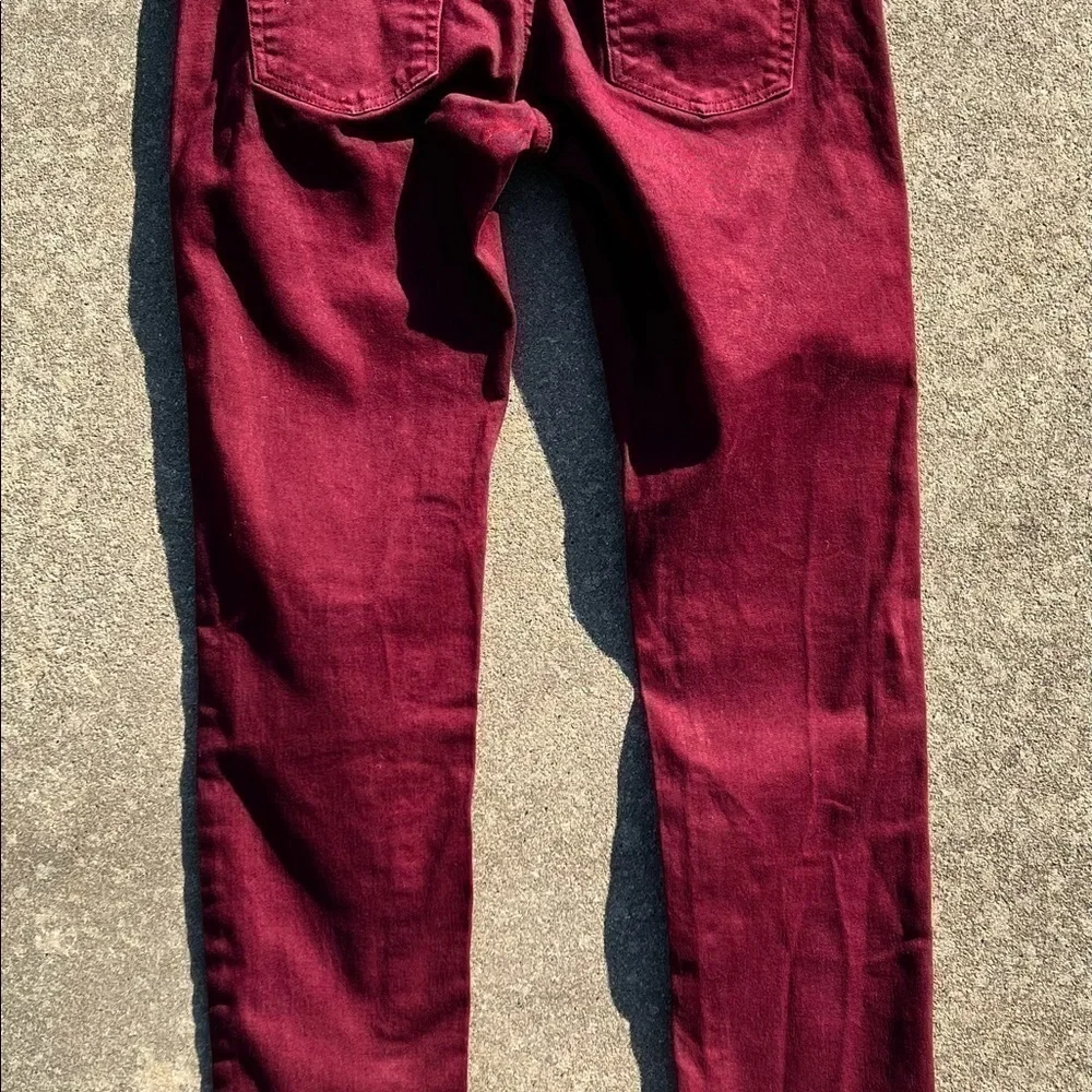 MANGO Jeans Women's Size 6 Wine Burgundy Skinny Slacks Pants Purple Slim Stretch